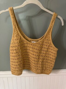 Billabong Crochet Knit Mustard Tank Top - Women’s Sleeveless Crop